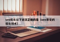 seo优化以下说法正确的是（seo常见的优化技术）