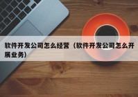 软件开发公司怎么经营（软件开发公司怎么开展业务）