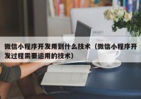 微信小程序开发用到什么技术（微信小程序开发过程需要运用的技术）